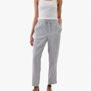 GAP Women's Easy Linen Pants – Navy Stripe, Size M, Coastal Nautical Vibes